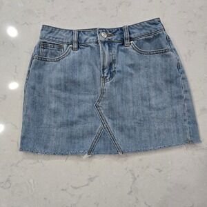 PacSun Boho Beach Raw Edge Jean Skirt Summer Coastal Cowgirl Aesthetic | Size 25